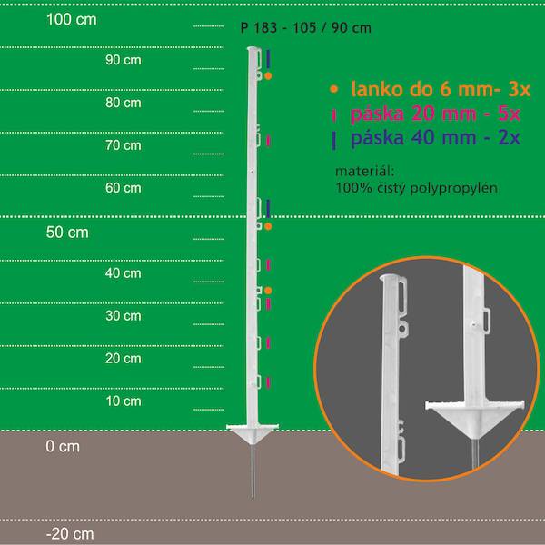 Obrázek k výrobku 35508 - Stojka pro výpas ISOPOST 114/90cm,kov. hrot,bílá