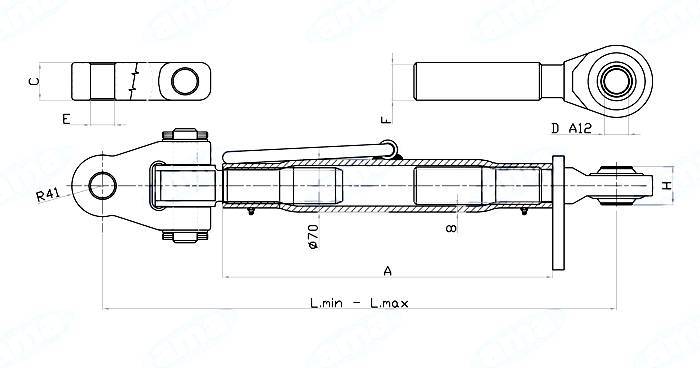 Obrázek k výrobku 60828 - Třetí bod OKO/KLOUB kat.3, 535-700mm