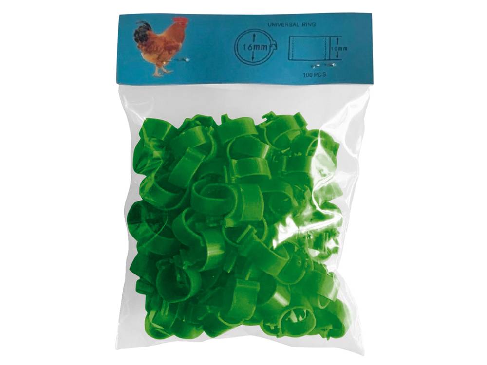 Obrázek k výrobku 126022 - Zámkový kroužek na slepice a kachny GAUN 14253 16mm, 100 ks - zelená