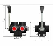 Obrázek k výrobku 13547 - 6 cestný hydraulický ventil, 60l, 3/8"