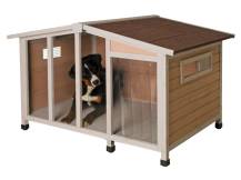 Obrázek k výrobku 125234 - Bouda pro psa dřevěná s průhlednou stěnou KERBL 81334 OVERVIEW, 134x92x82 cm