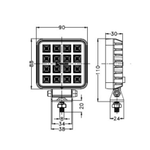 Obrázek k výrobku 62812 - Čtvercové LED pracovní světlo 10-30V DC, 16W, 2400LM, 16 LED