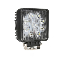 Obrázek k výrobku 62662 - Čtvercové LED pracovní světlo 110x110 mm, 10-36V DC, 27W, 2025LM, široký paprsek, 9 LED 6000/6500