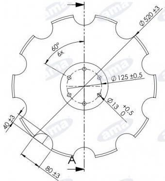 Obrázek k výrobku 0 - Disk ozubený vydutý Ø 520/6mm vhodný pro HORSCH