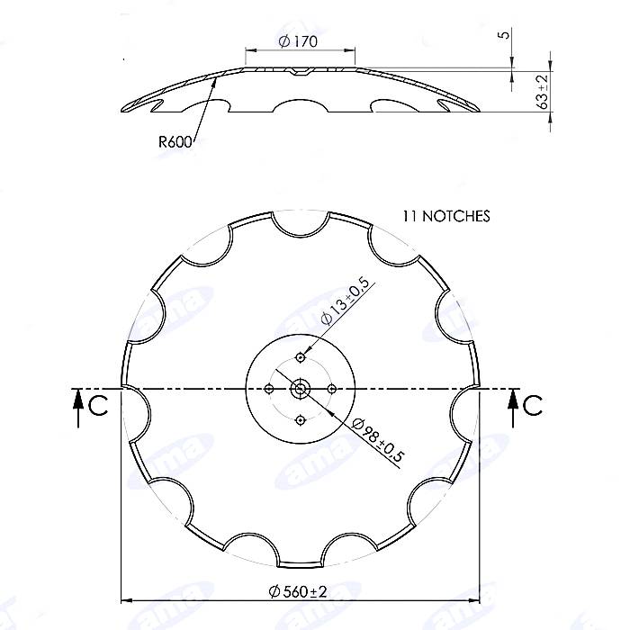 Obrázek k výrobku 71839 - Disk ozubený vydutý Ø 560/5mm SKF
