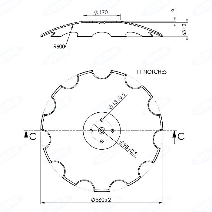 Obrázek k výrobku 0 - Disk ozubený vydutý Ø 560/6mm SKF