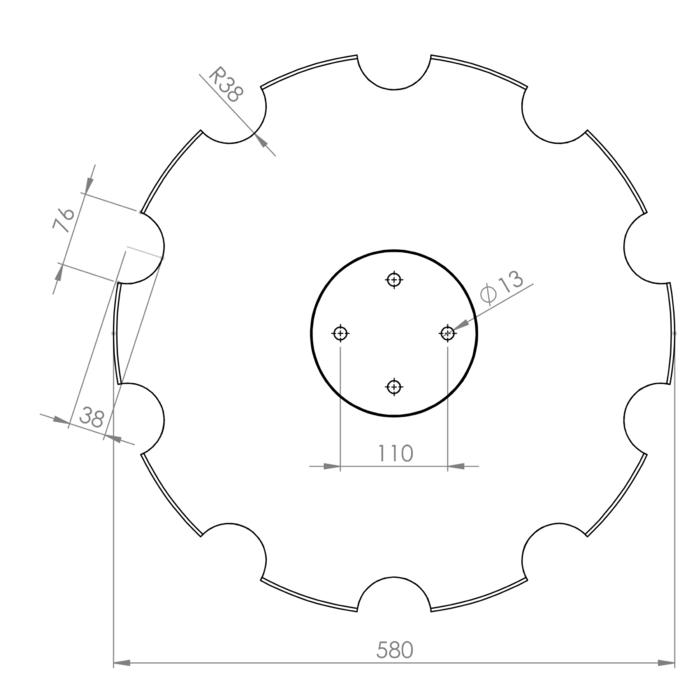Obrázek k výrobku 124956 - Disk ozubený vydutý 580/5mm vhodný pro Pöttinger