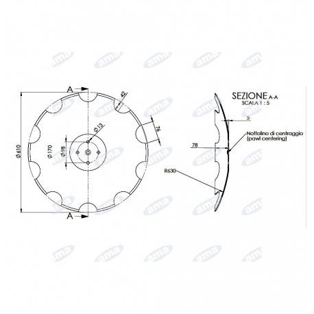 Obrázek k výrobku 0 - Disk ozubený vydutý Ø 610/5mm KOCKERLING