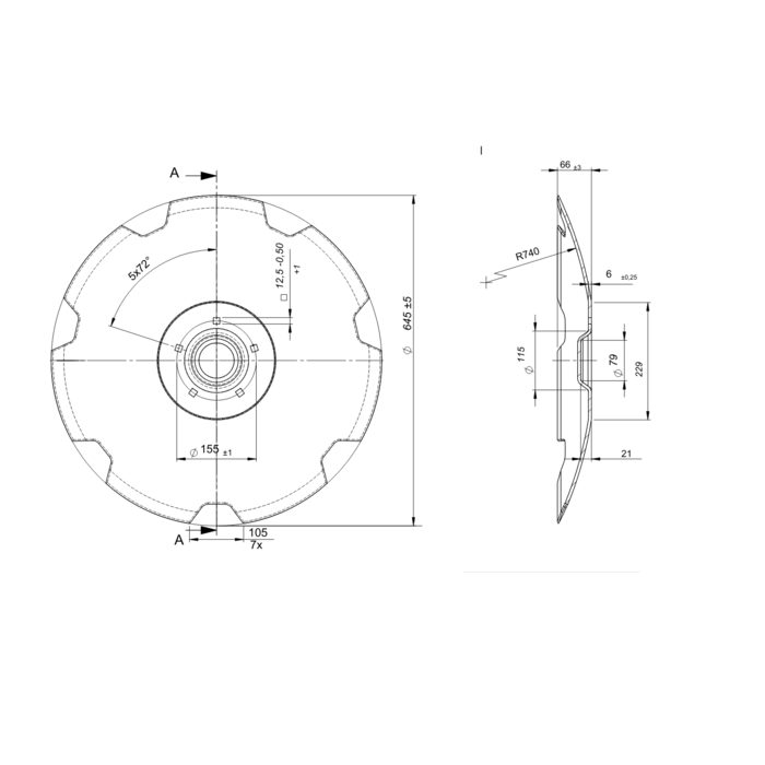 Obrázek k výrobku 126474 - Disk ozubený vydutý Ø 645/6mm vhodný pro  LEMKEN