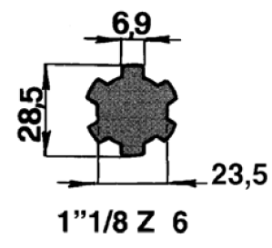 Specifikace - Drážkovaná tyč 1"1/8 Z6