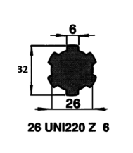 Obrázek k výrobku 60217 - Drážkovaná tyč 26 UNI 221
