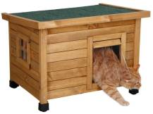 Obrázek k výrobku 125275 - Dřevěná bouda pro kočky KERBL 81564 RUSTICA, 57x45x43 cm, hnědá