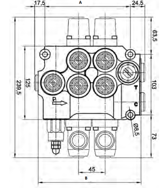 Specifikace - dvoupáčkový hydraulický rozvaděč typ BASIC H