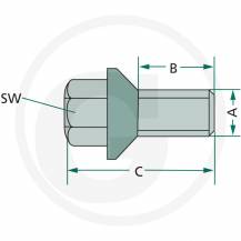 Obrázek k výrobku 120595 - GRANIT Kolový šroub M12x1,5 x 24 mm