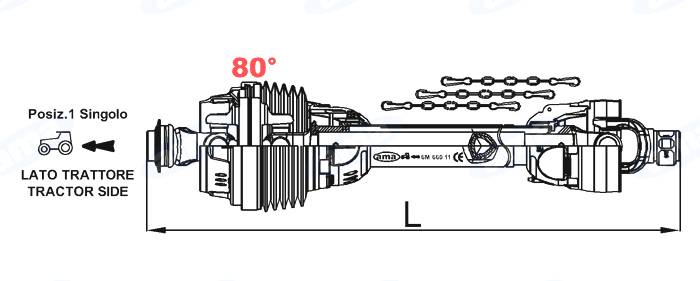 Obrázek k výrobku 26420 - Homokinetická kardanová hřídel single, 8. kategorie, 1200 mm