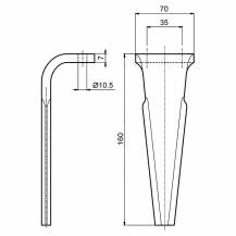 Obrázek k výrobku 42687 - Hřeb rotační brány 160X70x7mm Ø10,5 R2