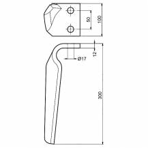 Obrázek k výrobku 42673 - Hřeb rotační brány levý 300x100x12mm MORENI