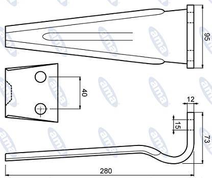 Specifikace - Hřeb rotačních bran Forigo, Roteritalia 280x95x15 mm