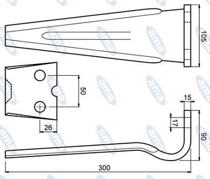 Specifikace - Hřeb rotačních bran Forigo, Roteritalia 300x105x17 mm