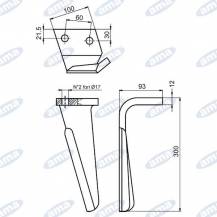 Obrázek k výrobku 60445 - Hřeb rotačních bran levý 300x100 mm