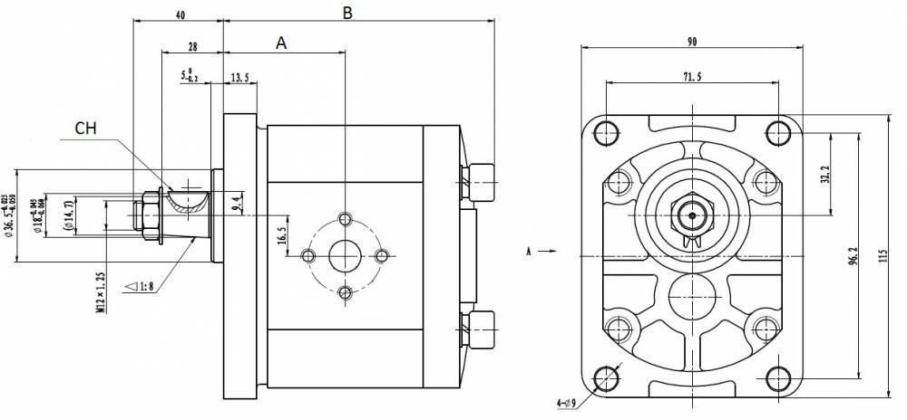 Specifikace - Hydraulické čerpadlo GR 2 ECO, 6 ccm levotočivé