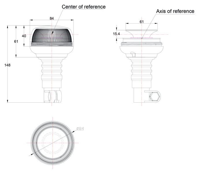 Obrázek k výrobku 129862 - LED zábleskový maják 12-24V, na tyčový držák
