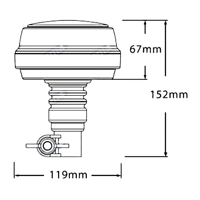 Obrázek k výrobku 68849 - LED zábleskový maják 12-24V, pružný, na tyčový držák