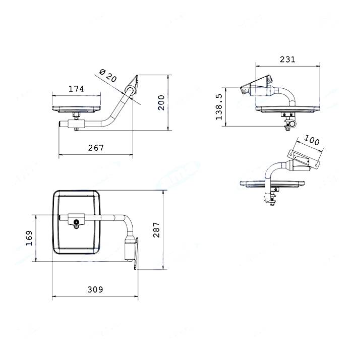 Obrázek k výrobku 0 - Levé zpětné zrcátko pro traktory