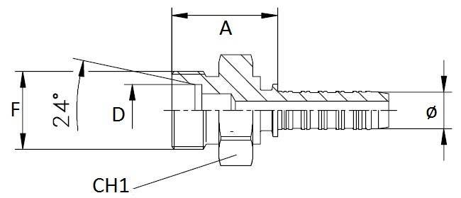 Specifikace - Lis. armatura s vnějším závitem DIN 24, 1/2", M 22x1,5
