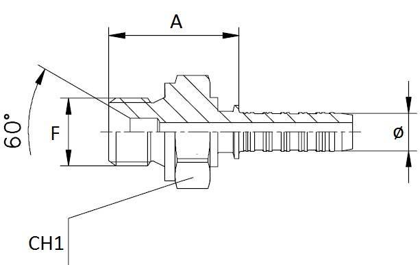 Specifikace - Lis. armatura s vnějším závitem a vnitřním kuželem 60 st. 1/4" - 14x1,5