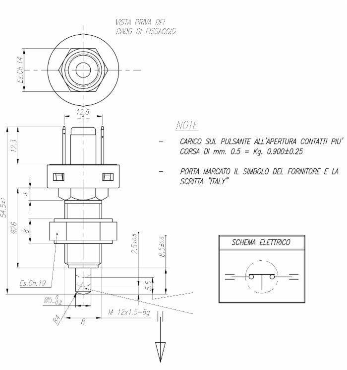 Specifikace - Mechanický brzdový spínač 54,5 mm