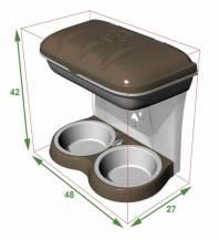 Obrázek k výrobku 77237 - Nástěnný držák misek pro mazlíčky MINI, hnědý