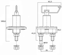 Obrázek k výrobku 62821 - odpojovač baterie 12/24V, 100A