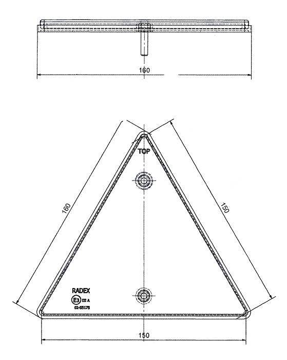 Obrázek k výrobku 34285 - Odrazka trojúhelník se závitem M6