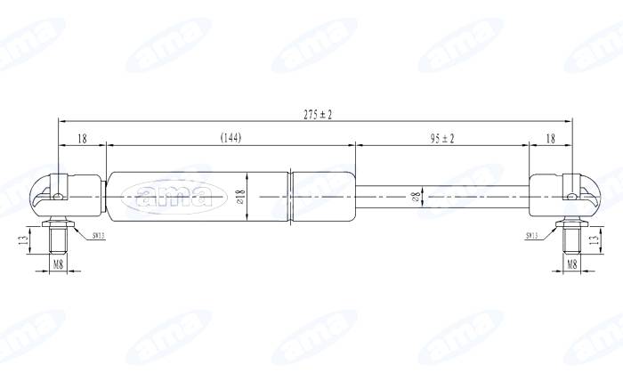 Obrázek k výrobku 0 - Plynová vzpěra 180 mm - 275 mm