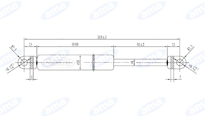Obrázek k výrobku 0 - Plynová vzpěra 215mm - 330mm