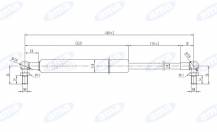 Obrázek k výrobku 13963 - Plynová vzpěra 250mm MIN 400mm MAX