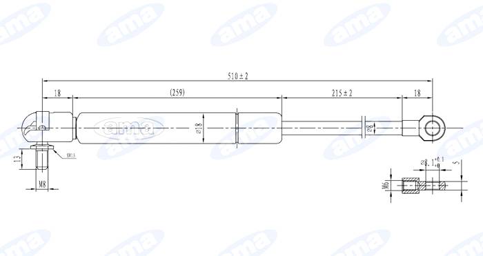 Obrázek k výrobku 0 - Plynová vzpěra 296 mm - 510 mm