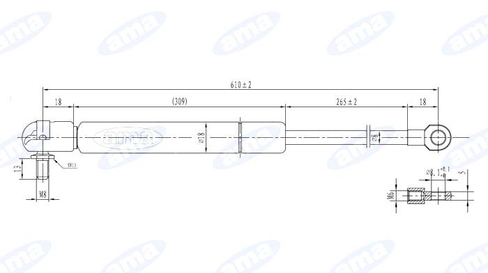 Obrázek k výrobku 0 - Plynová vzpěra 346mm - 610mm