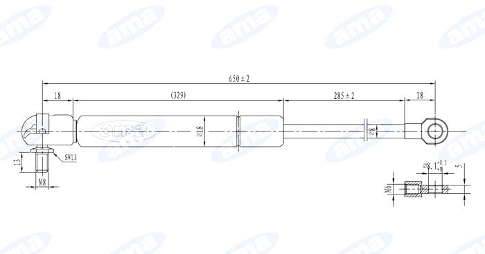 Obrázek k výrobku 0 - Plynová vzpěra 346mm - 610mm, 350N