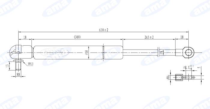 Obrázek k výrobku 0 - Plynová vzpěra 346mm - 610mm