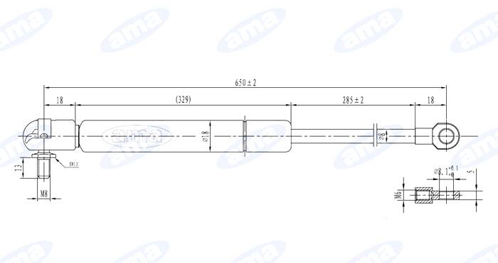 Obrázek k výrobku 0 - Plynová vzpěra 366mm - 650mm