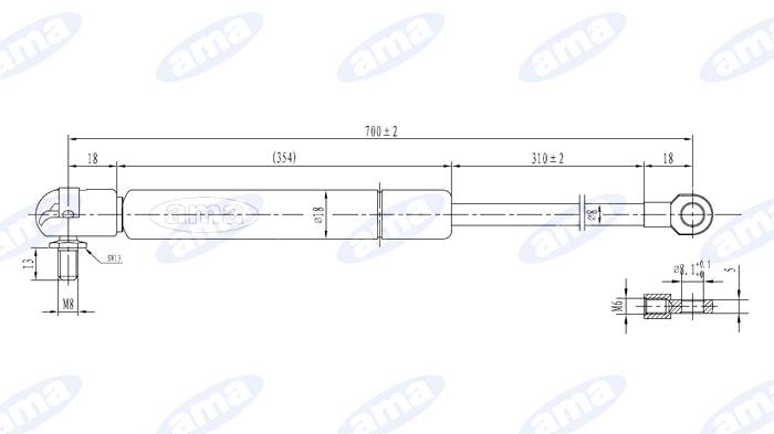 Obrázek k výrobku 0 - Plynová vzpěra 391mm - 700mm