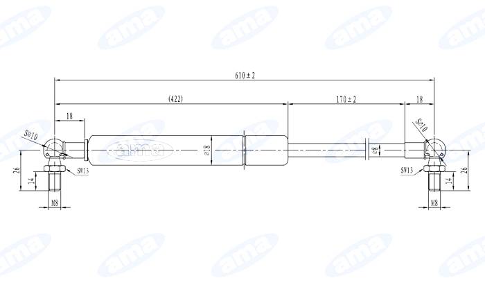 Obrázek k výrobku 0 - Plynová vzpěra 440-610mm DEUTZ