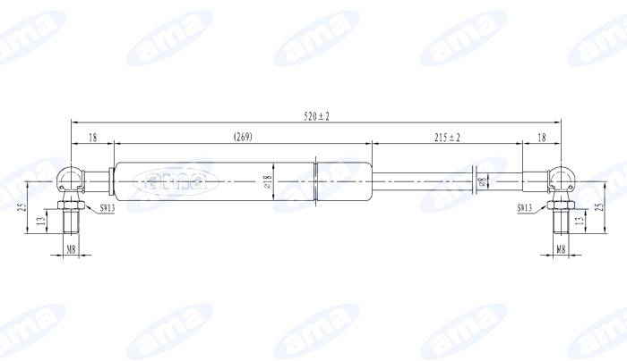 Obrázek k výrobku 36808 - Plynová vzpěra pro SAME 9233.166.4