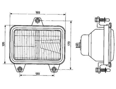 Specifikace - Přední světlo FIAT asymetrické 193x170 mm