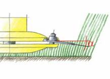 Uložení výkyvných nožů pod úhlem 3° zaručuje, že se při nárazu o kámen nože pootočí a nepoškodí