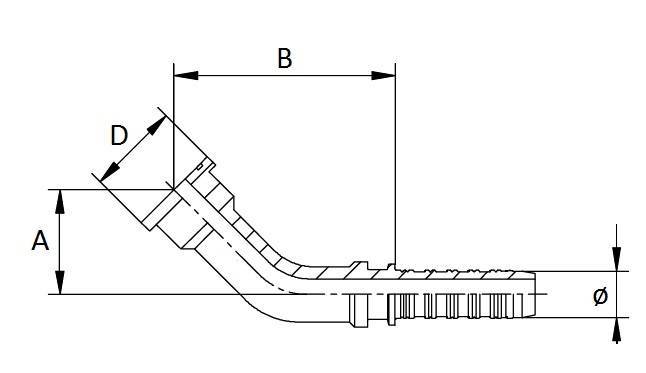Specifikace - Přírubová lisovací armatura SAE 3000, 1", 44,5 mm, 45 st.