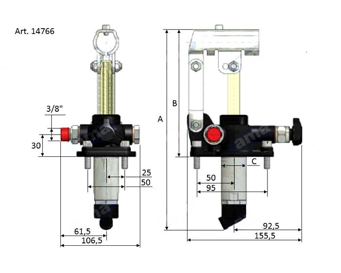 Obrázek k výrobku 24057 - ruční hydraulická pumpa jednočinná bez nádrže