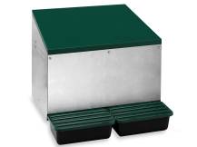 Obrázek k výrobku 125840 - Snáškové hnízdo pro slepice se sběrným košíkem na vejce GAUN 10119 venkovní dvoumístné